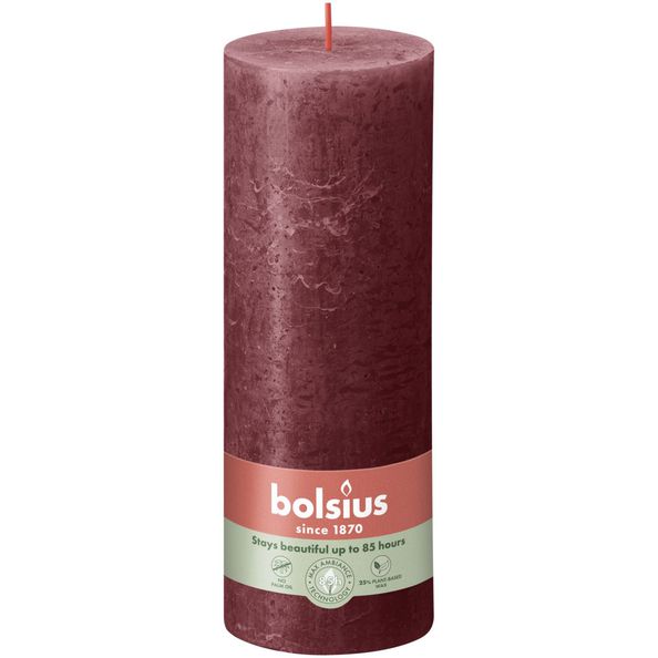 Bolsius Rustikale Stumpenkerze Samtrot ø68x190 mm 85 Stunden (4 Stück)