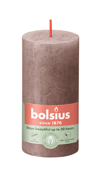 Bolsius rustykalna świeca okrągła rustykalna taupe ø50x100 mm 30 godzin (8 sztuk)