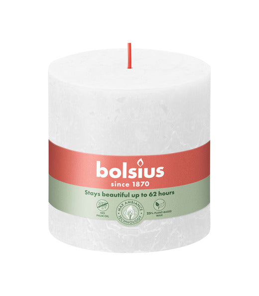 Bolsius rustic pillar candle cloudy white ø100x100 mm 62 hours (3 pieces)