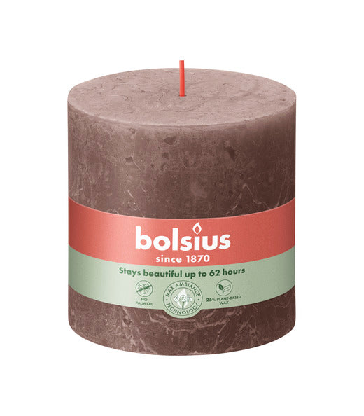 Bolsius rustic pillar candle rustic taupe ø100x100 mm 62 hours (3 pieces)