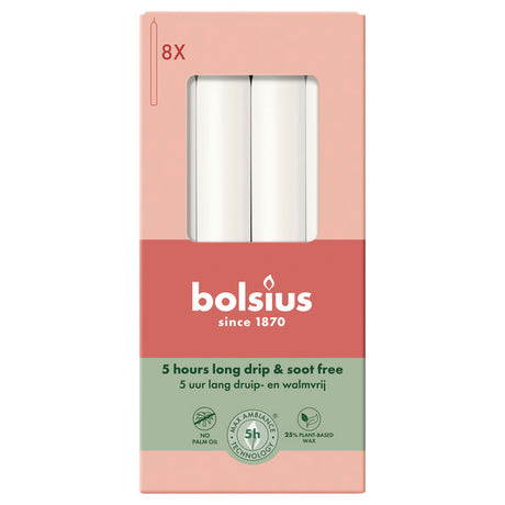 Bolsius dinerkaarsen cloudy white ø20x170 mm 5 uur (4x 8 stuks)