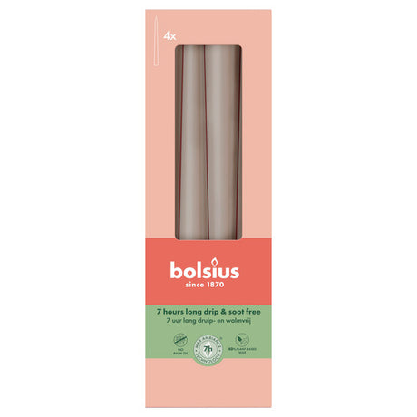 Bolsius gotische kaarsen light taupe ø24x245 mm 7 uur (8x 4 stuks)