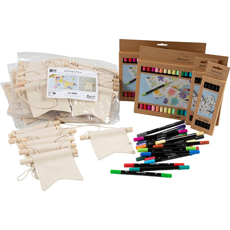 Creativ firmagruppesett mal din egen banner, størrelse 10,5x12 cm, linjebredde 2,3 + 3,6 mm, ulike farger, 60 stk, 1 boks