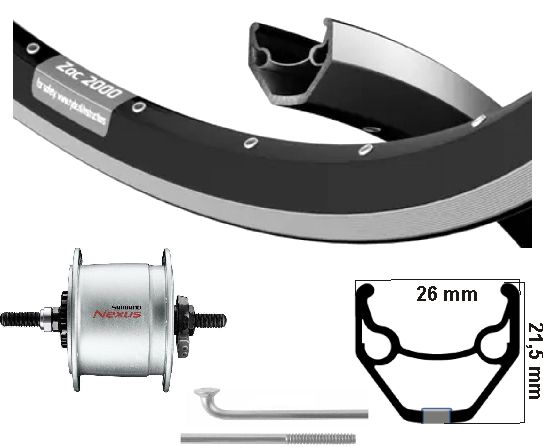 KGS forhjul 28 tommer (622) ZAC421 ZW ZILV NAFDYN+R.BRAKE 6V3W FASTET