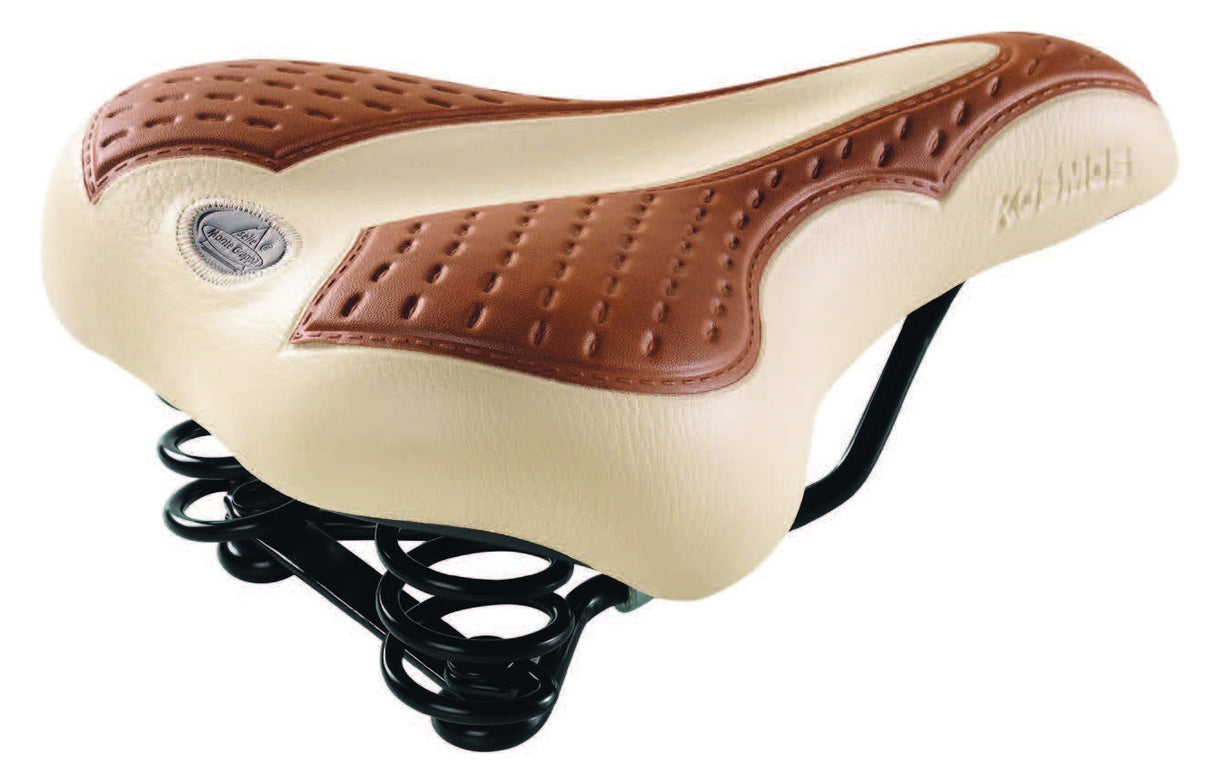 Selle Montegrappa zadel kosmos met vering creme bruin op kaart