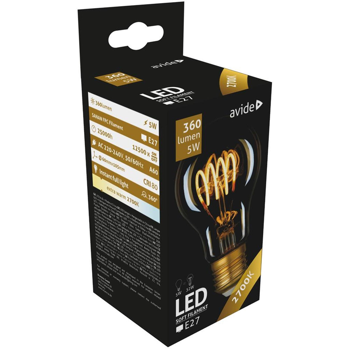 Avide LED soft filament globe 4.5W E27