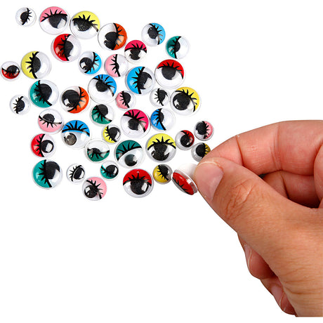 Oczy googly firmy Creativ, samoprzylepne, śr. 8-12 mm, 30 działek 1 opakowanie