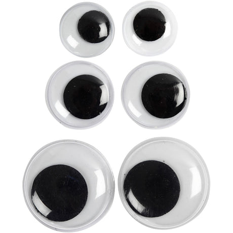 Oczy googly firmy Creativ, niesamoprzylepne, d 12+14+20 mm, 18 działek 1 opakowanie