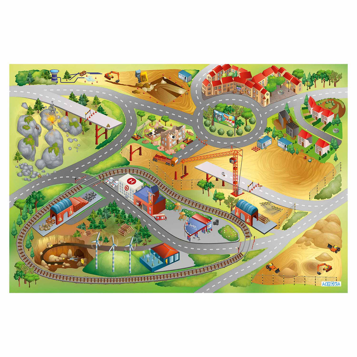 Achoka Play Dress City und Baustelle, 100x150 cm