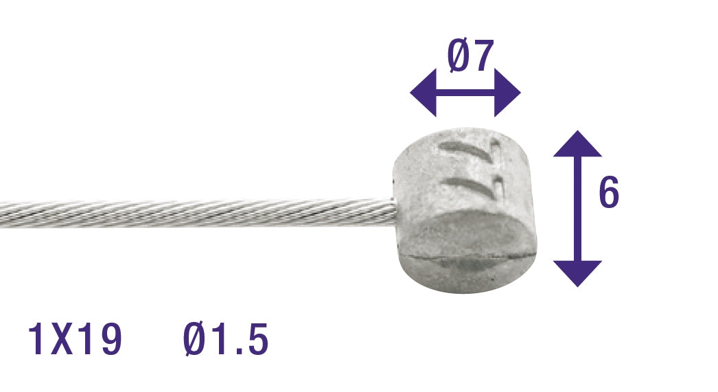 Elvedes Rem binnenkabel 2250mm RVS ø1,5mm T-nippel (op kaart)