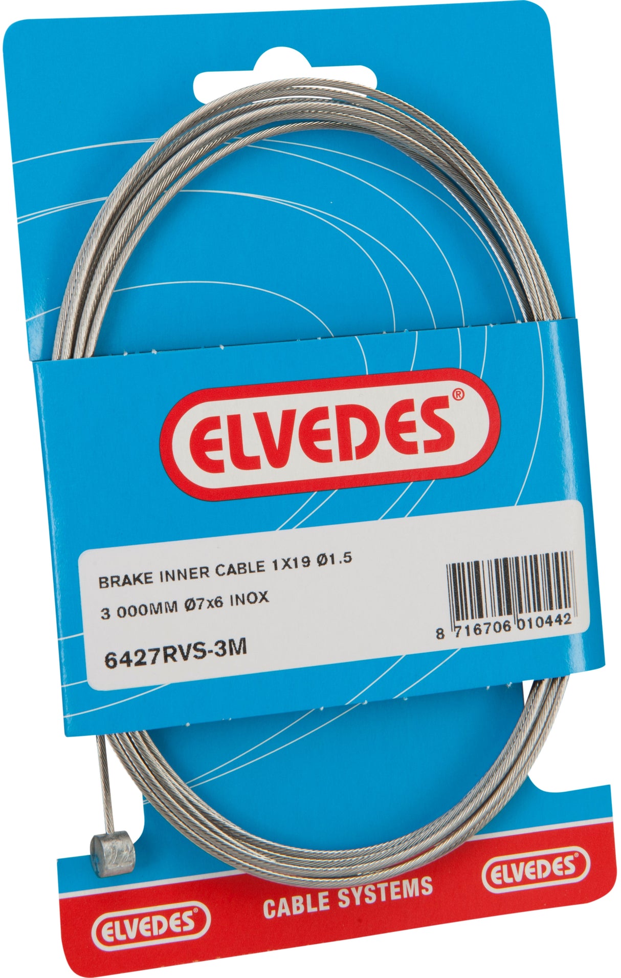 Elvedes Rem binnenkabel rvs 4m 2 nippels ton 7x6 peer 5.5x10