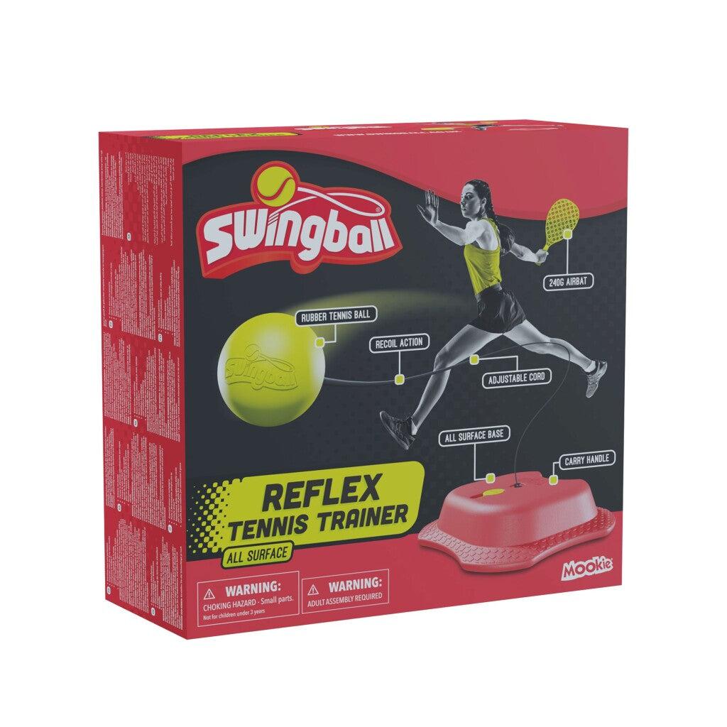 Mookie Reflex Tennistrainer met All Surface Basis Rood Geel