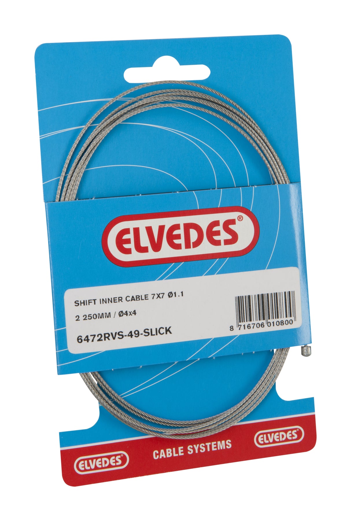 Elvedes Schakel binnenkabel 2250mm RVS Slick Ø1,1mm N-nippel (op kaart)