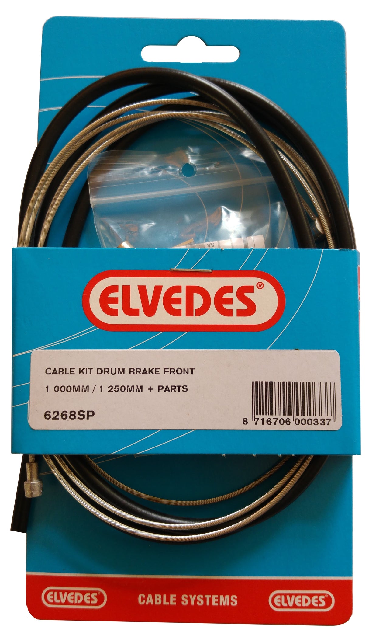 Drum brake cable kit Elvedes 1000mm 1250mm galvanized - black (on map)