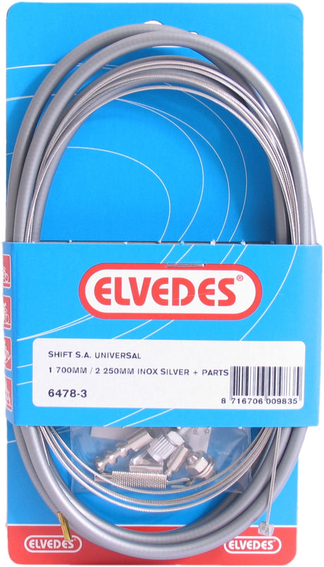 Elvedes Versnellingskabelset 1700 2250 mm universeel Sturmey Archer RVS zilver (op kaart)