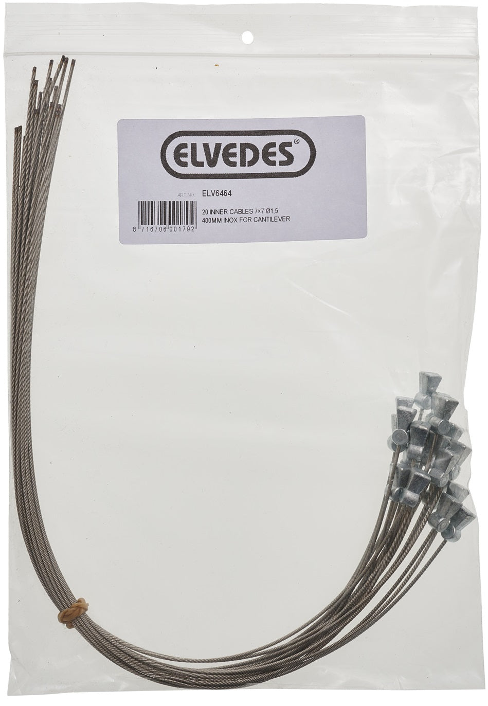 Elvedes rustfrit stål indendørs kabel Ø1,5 mm l = 400 mm (20 stykker i taske)