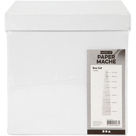 Creativ company square boxes, square, h: 7.5+10+13+15+18+20+23 cm, dimensions 7.5+10+13+15+18+20+23 cm, white, 7 pieces 1 set