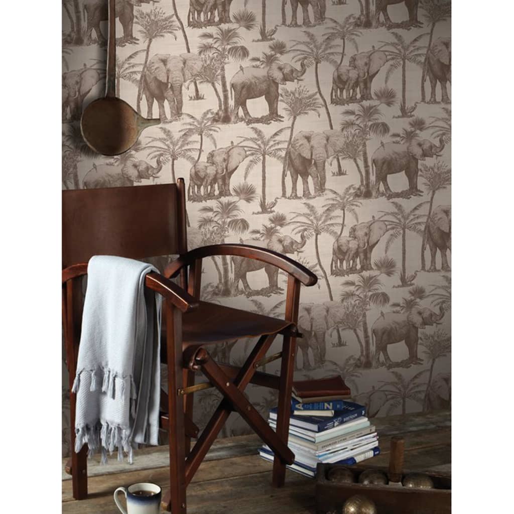 Dutch Wallcoverings Dutch Wallcoverings Wallpaper Elephant Elephant Grove charcoal colored