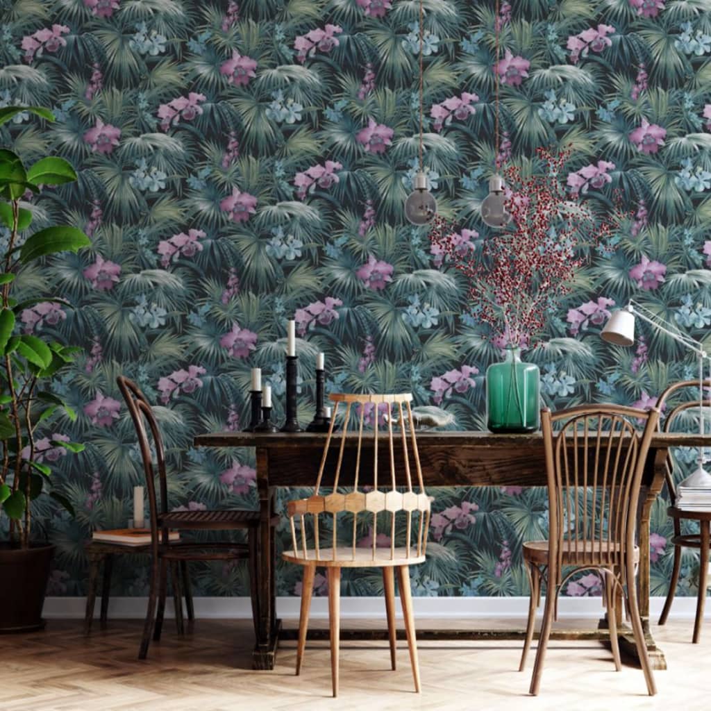 North Wall Noordwand Wallpaper Tropical Flowers Green