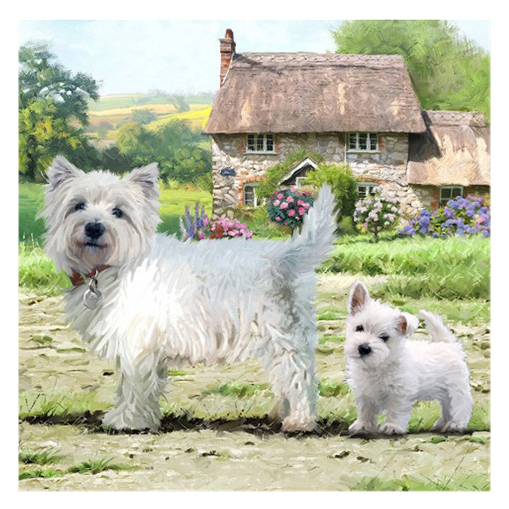 Craft Buddy Craft Buddy Crystal Art Card West Highland Terriers 18x18 cm