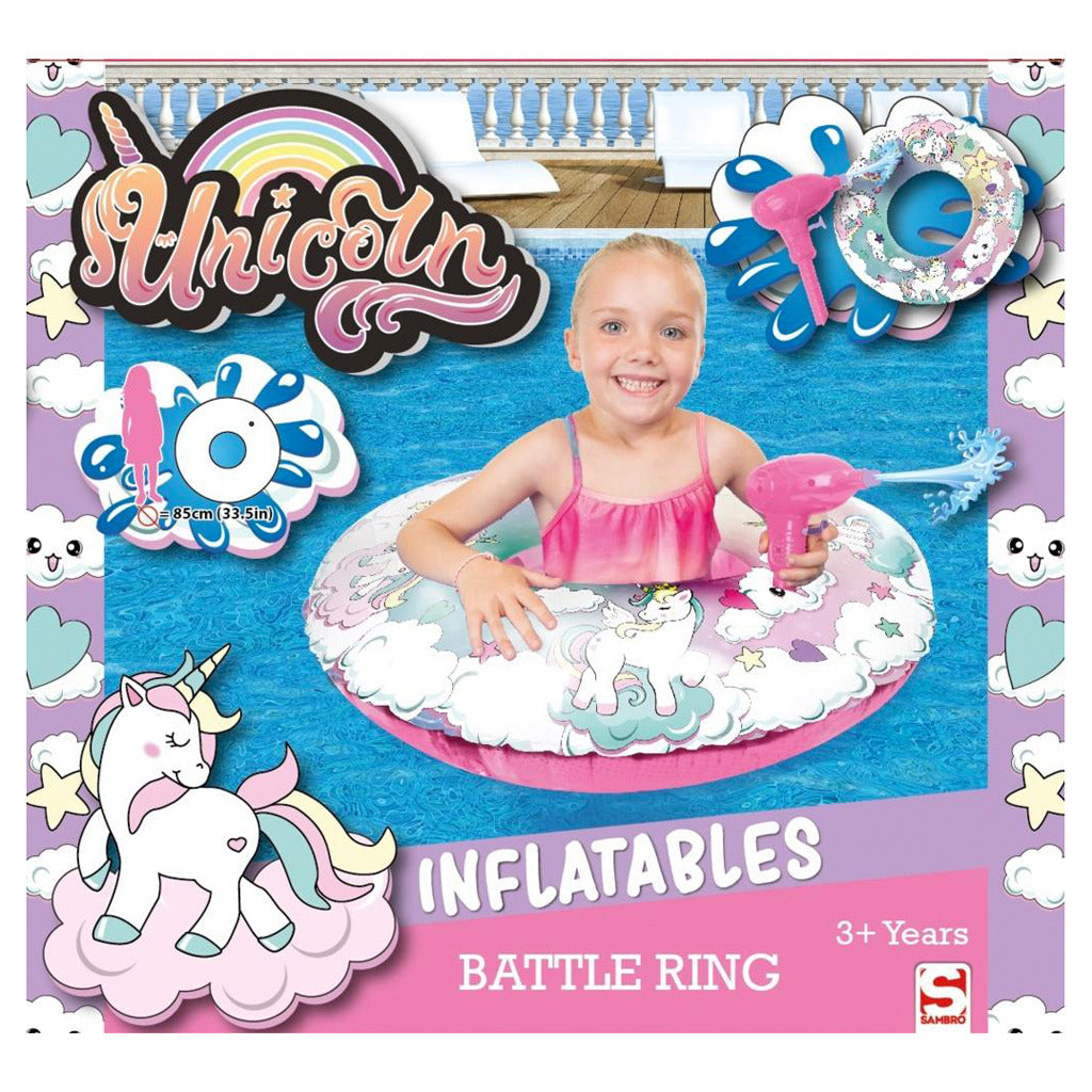 Sambro Unicorn Battle Ring Band Band con pistola ad acqua 85 cm