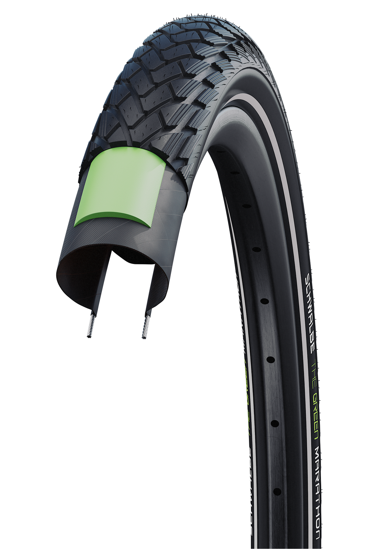 Schwalbe Tire Green Marathon Greenguard 28 x 2,00 50-622mm svart med refleksjon