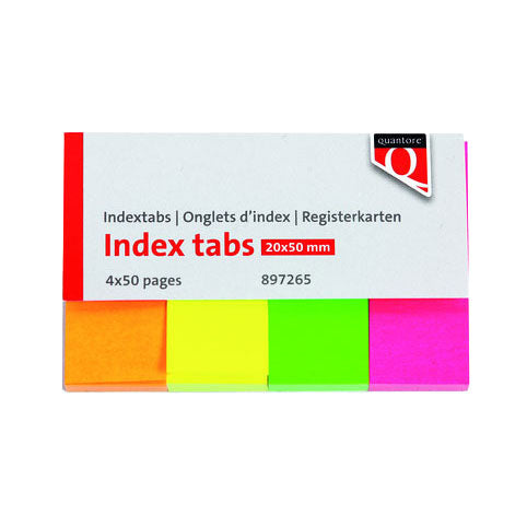 Quantore indextabs 20x50mm neon 200 stuks