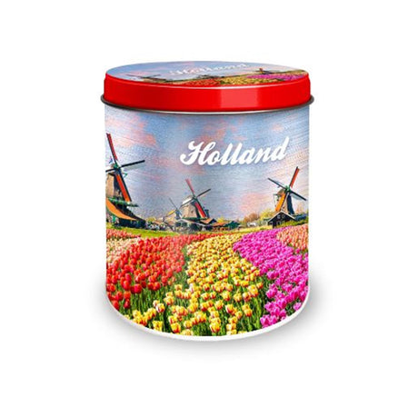 Bewaarblik holland tulpenveld ã˜10x11,5cm