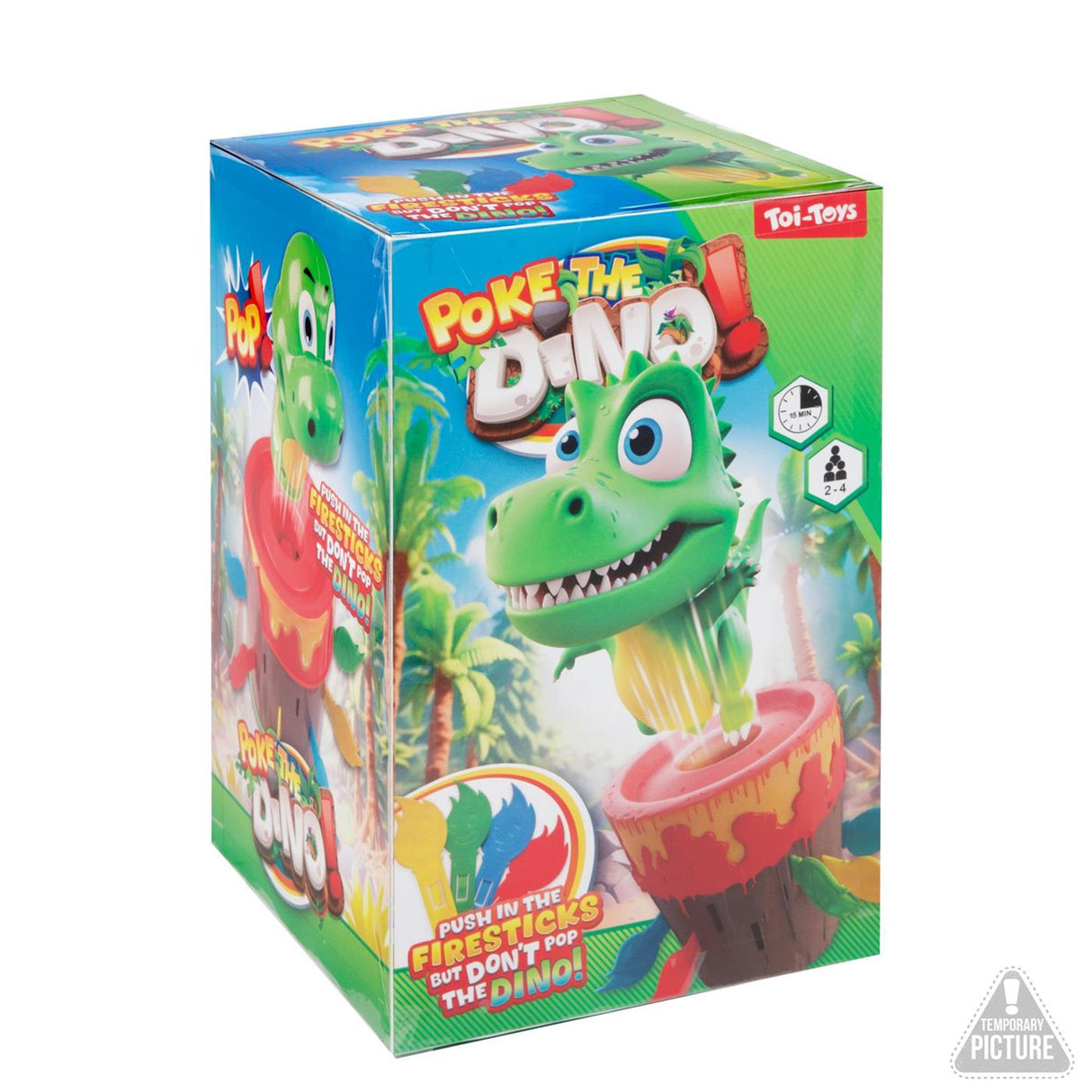 Toi-leker-spill punkterer dino-vulkanen