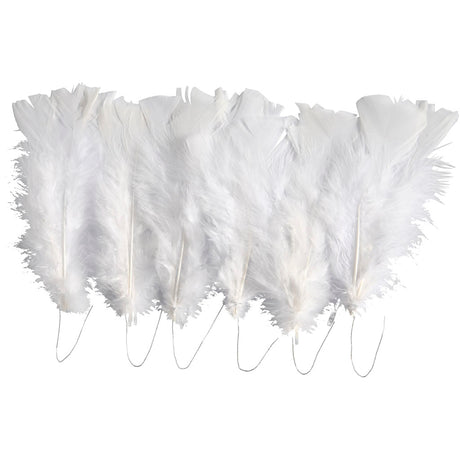 Creativ company feathers, l: 11-17 cm, white, 18 ball 1 box
