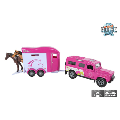 Kids globe landrover med trailer 26cm