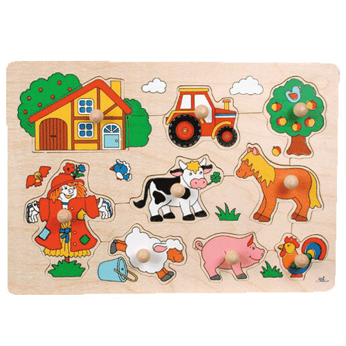 Goki Wood Nick Puzzle Farm Retro, 5st.