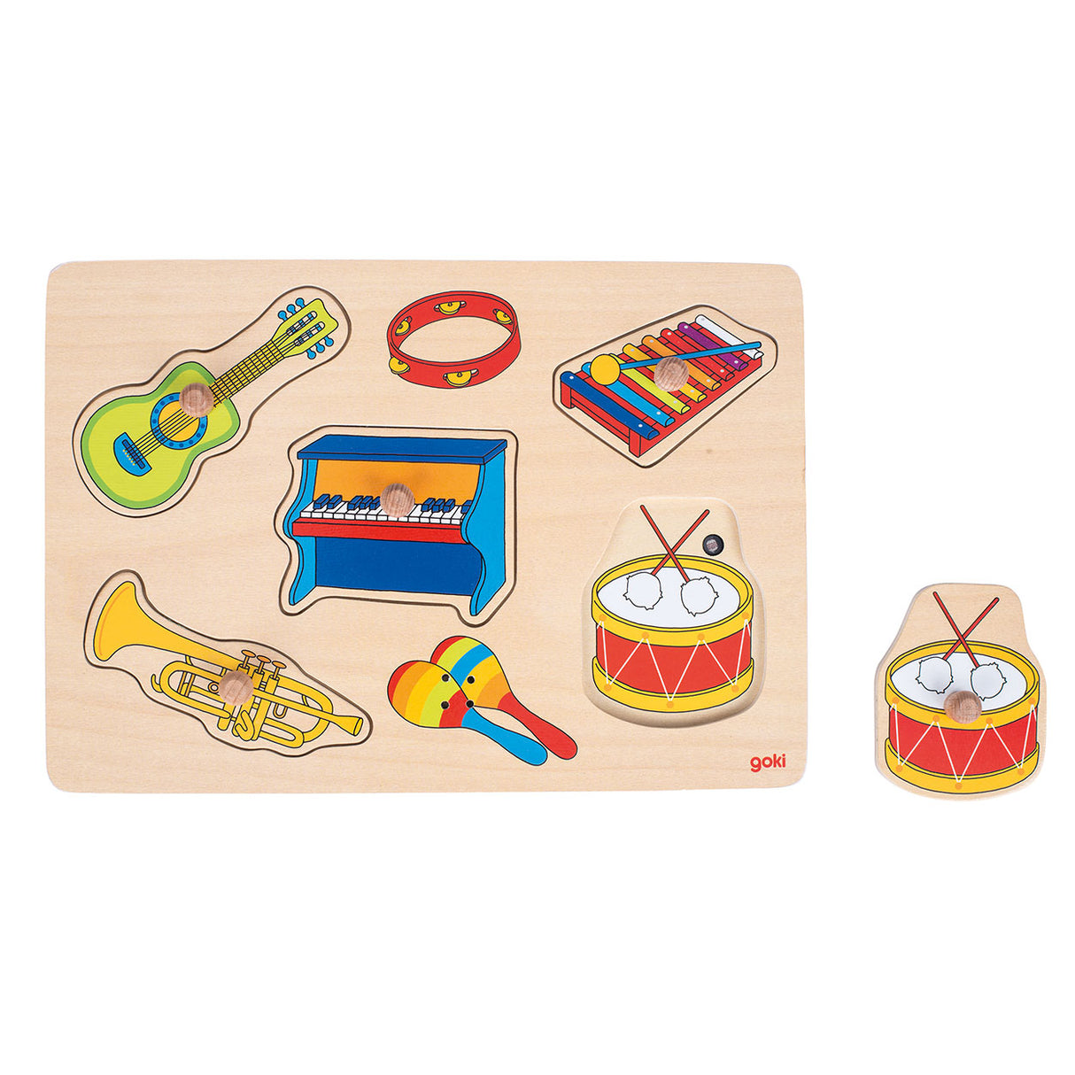 De Goki Nopper Puzzel musikalesch Instrumenter mat Toun, 5st.