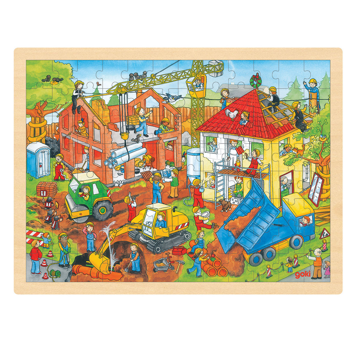 Goki Houten Legpuzzel Bouwplaats, 96st.