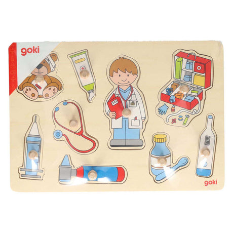 Goki wooden stud puzzle - at the doctor's