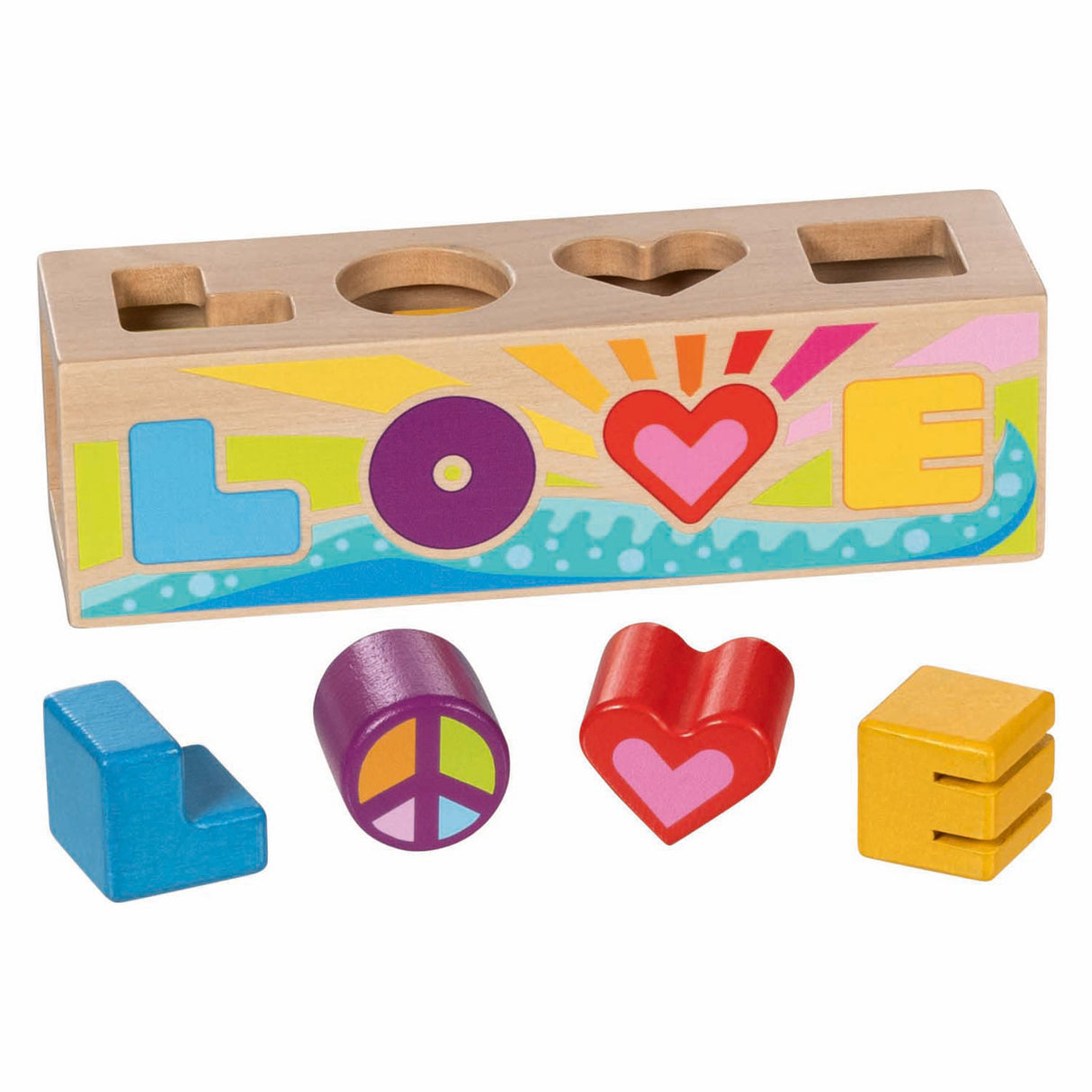 Goki wooden sorting box shape sorter love
