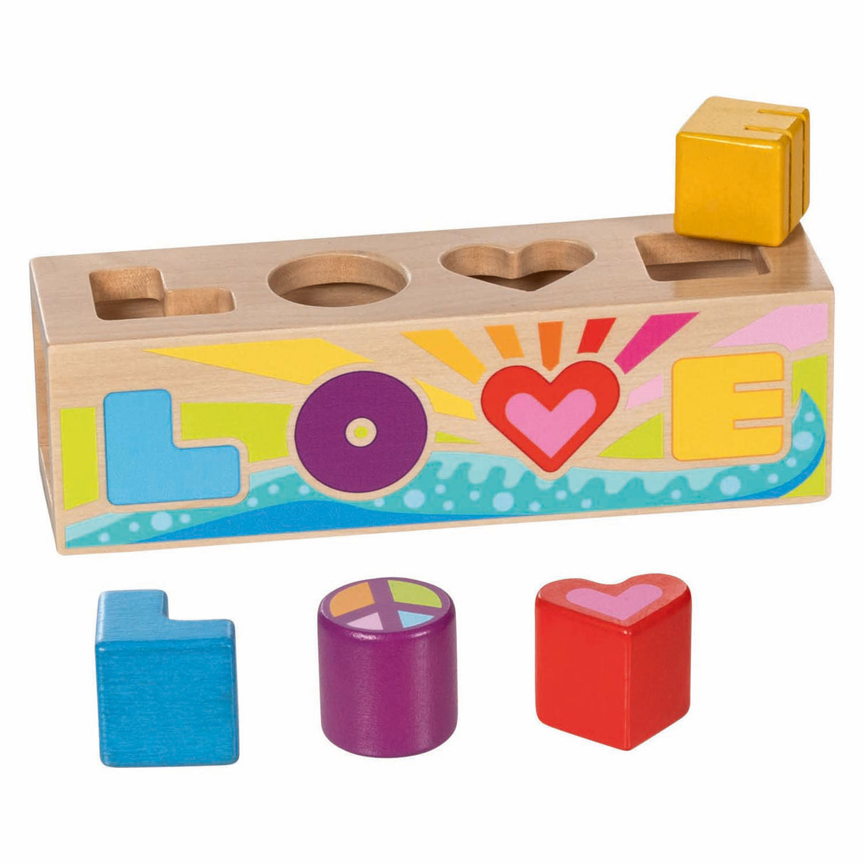Goki wooden sorting box shape sorter love