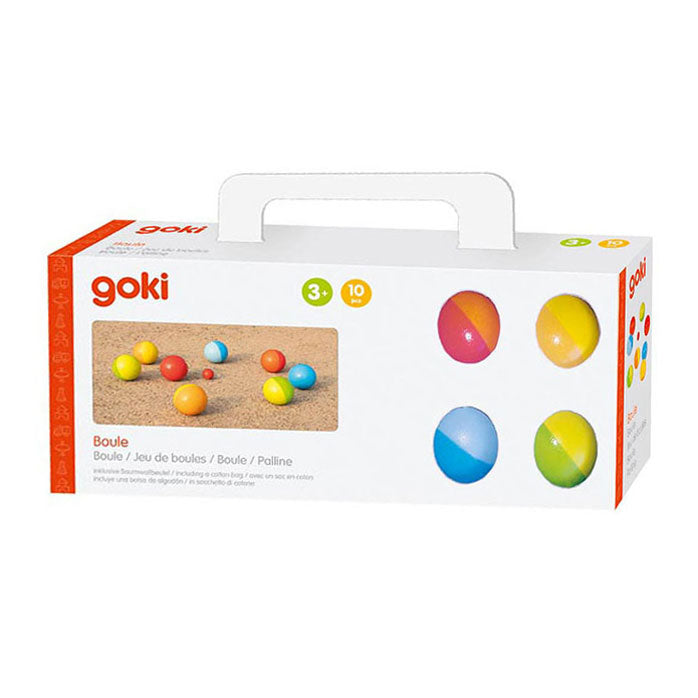 Goki Wooden Jeu de Boules igra z bombažno torbo, 9dlg.