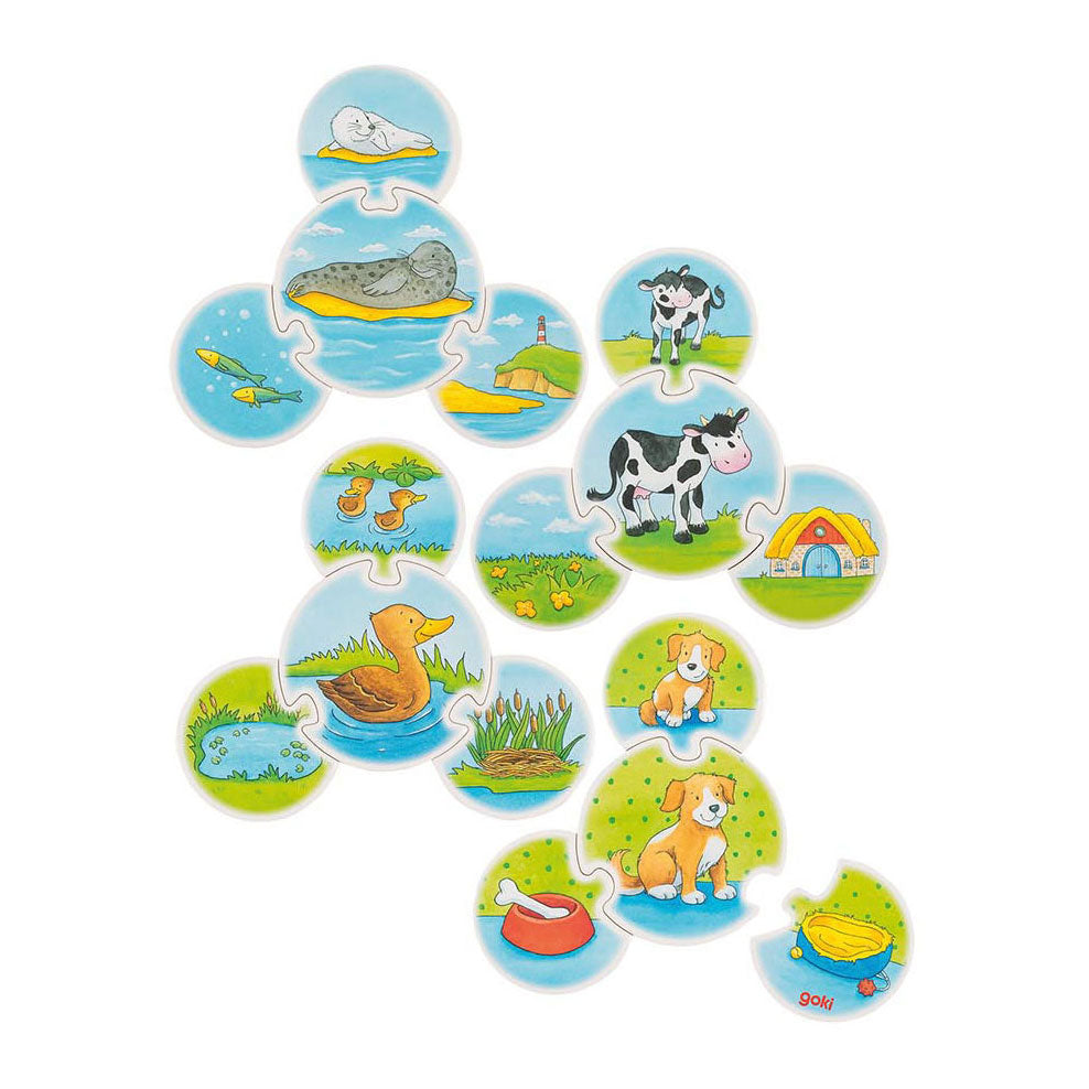 Goki wooden puzzle game animals, 28dlg.