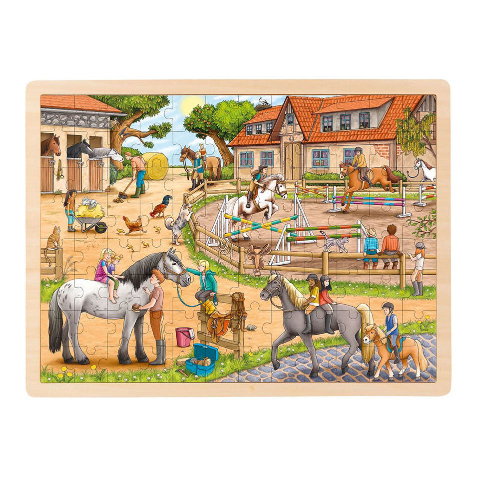 Goki wooden jigsaw puzzle Horse Manege, 96st.