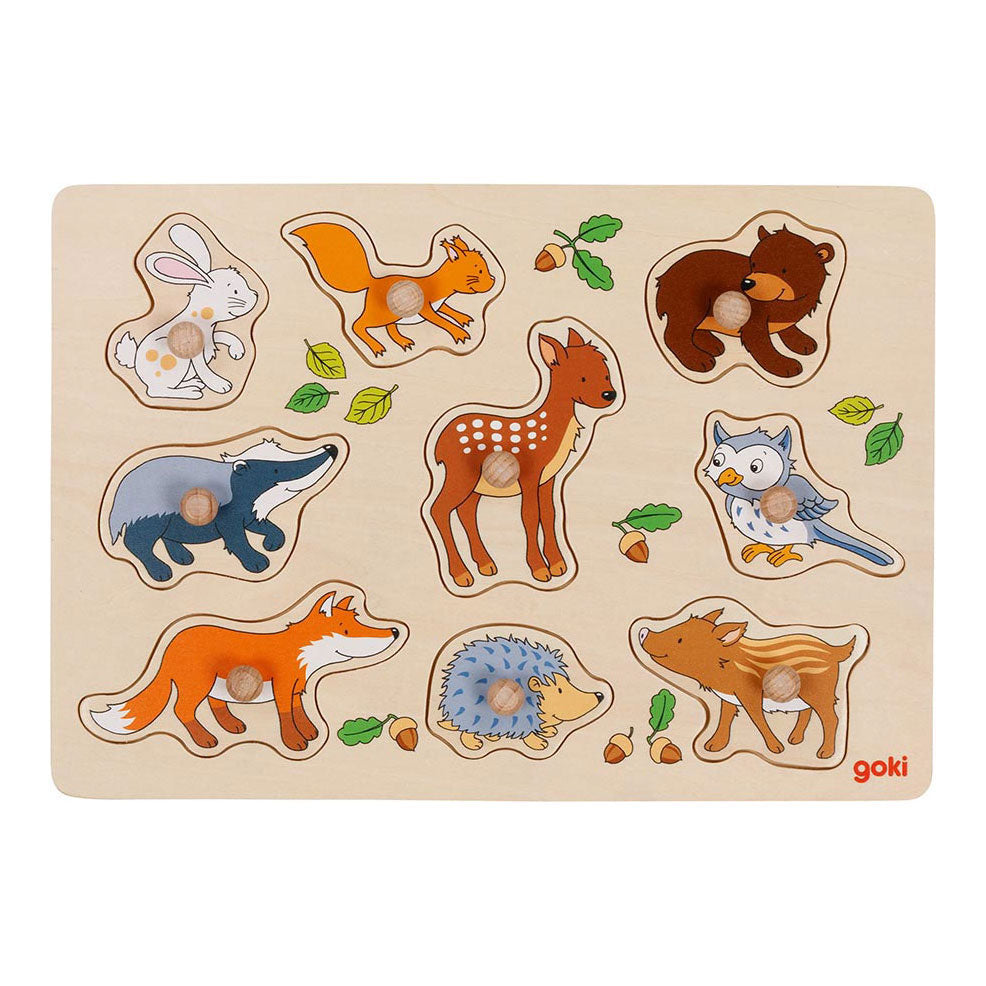 Goki Wooden Stuzzini Puzzle Forest Animals, 9st.