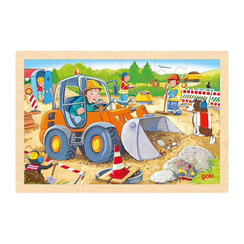 Goki Wooden Jigsaw Puzzle Budowa, 24st.