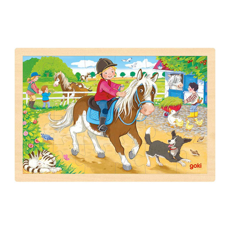 Goki Wooden Jigsaw Puzzle Pony Farm, 24st.