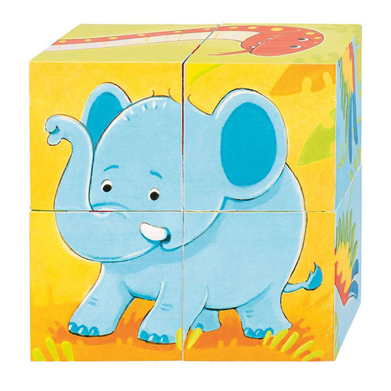 Bloque de madera Goki Puzzle Wild Animals, 4st.