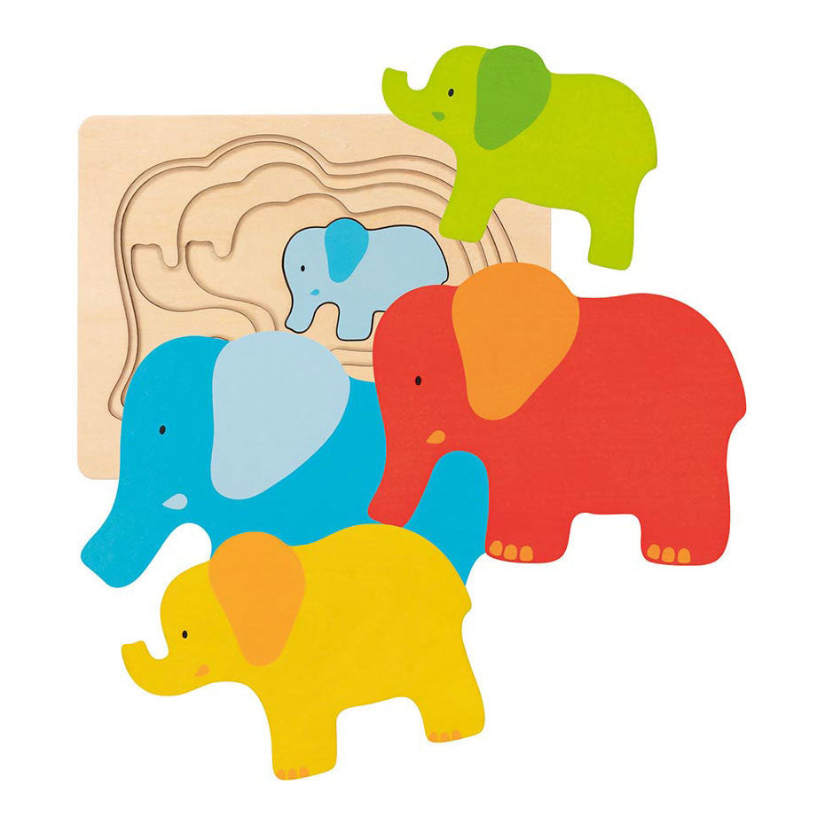 Goki Holzschicht Puzzle Elefant, 5st.