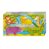 Goki Wooden Block Puzzle Safari, 5st.