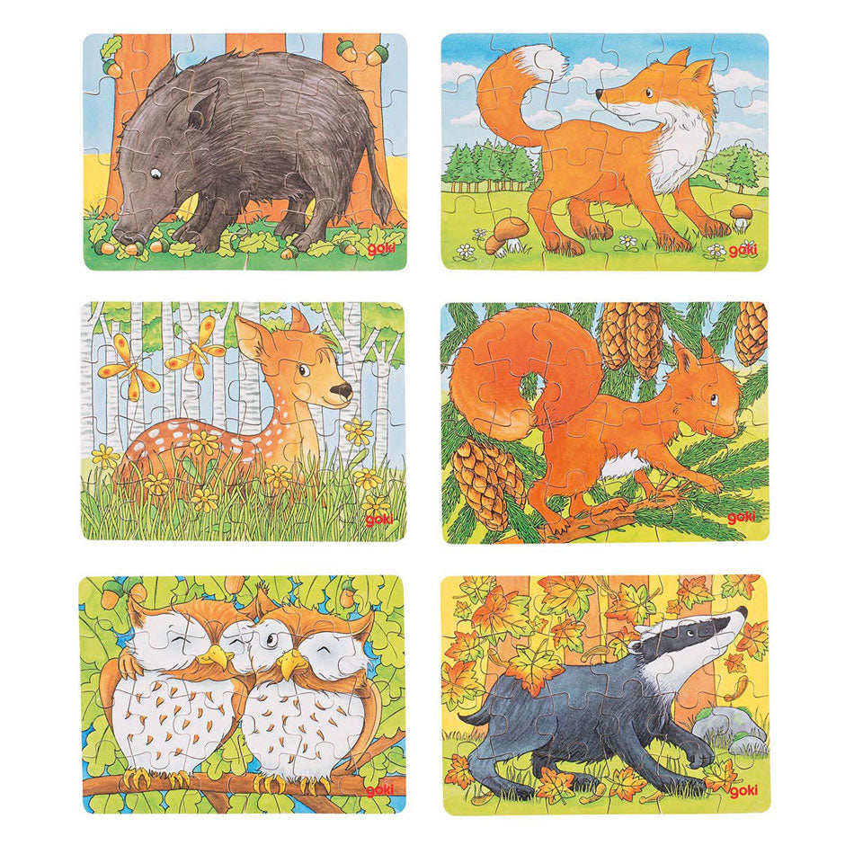 Goki Wooden Mini Puzzle Forest Animal, 24st.