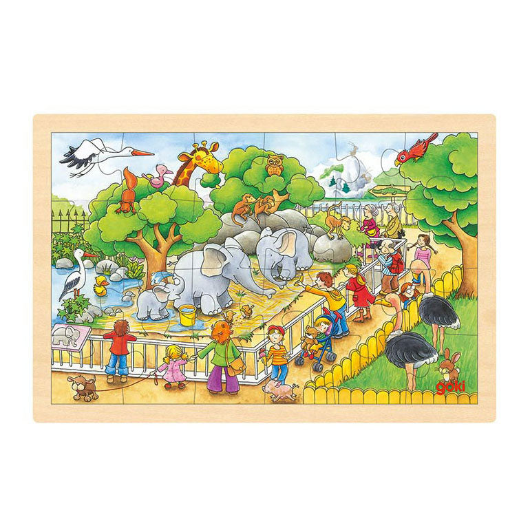 Goki wooden jigsaw puzzle visit to the zoo, 24st.