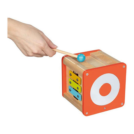 Goki wooden activity cube beatbox and motor skills spiral