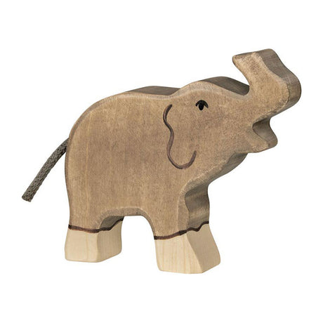 Goki holztiger elephant, small, trunk up.